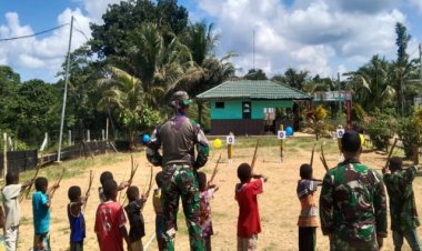 Lestarikan Budaya, Satgas Yonif 143/TWEJ Adakan Lomba Panahan Tradisional Untuk Anak Papua