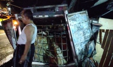 Diduga Angkut BBM Solar Ilegal, Mobil Box Terguling di Jalan Panimbang–Labuan Setelah Tabrak Tiang