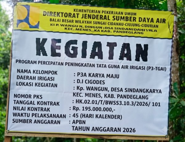 Dua Titik Program P3-TGAI Direalisasikan di Desa Sindangkarya, Dukung Peningkatan Irigasi Pertanian