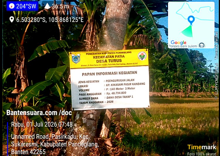 Jalan Poros Desa Turus Terbengkalai: Anggaran Rp48 Juta Sudah Cair, Realisasi Fisik Belum Terlihat  ‎ 