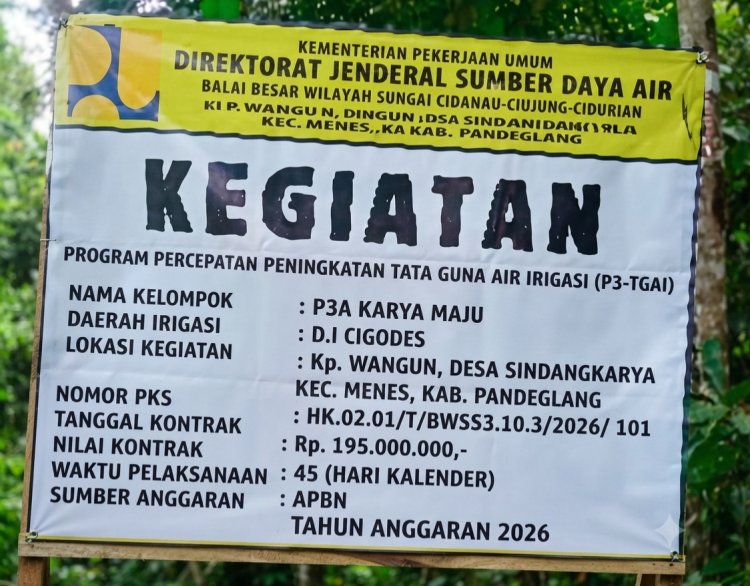 Dua Titik Program P3-TGAI Direalisasikan di Desa Sindangkarya, Dukung Peningkatan Irigasi Pertanian