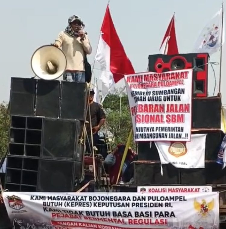 Aksi Unjuk Rasa di Jalan Bojonegara–Pulo Ampel, Tuntut Pelebaran Jalan Nasional