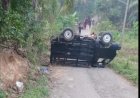 Bawa Rombongan SDN Lebak 3 Munjul, Mobil Pikap Terguling, Satu Peserta Didik Meninggal
