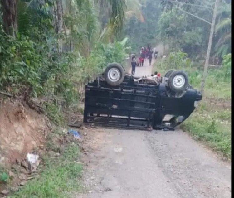 Bawa Rombongan SDN Lebak 3 Munjul, Mobil Pikap Terguling, Satu Peserta Didik Meninggal