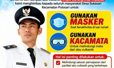 Pemdes Sukasari Pulosari Ingatkan Warga Antisipasi Hujan Abu Vulkanik