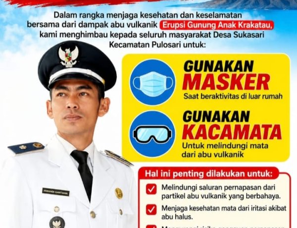 Pemdes Sukasari Pulosari Ingatkan Warga Antisipasi Hujan Abu Vulkanik