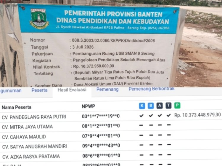 Tender SMAN 9 Serang Rp10,3 Miliar, Hanya Satu Penawar Ada?